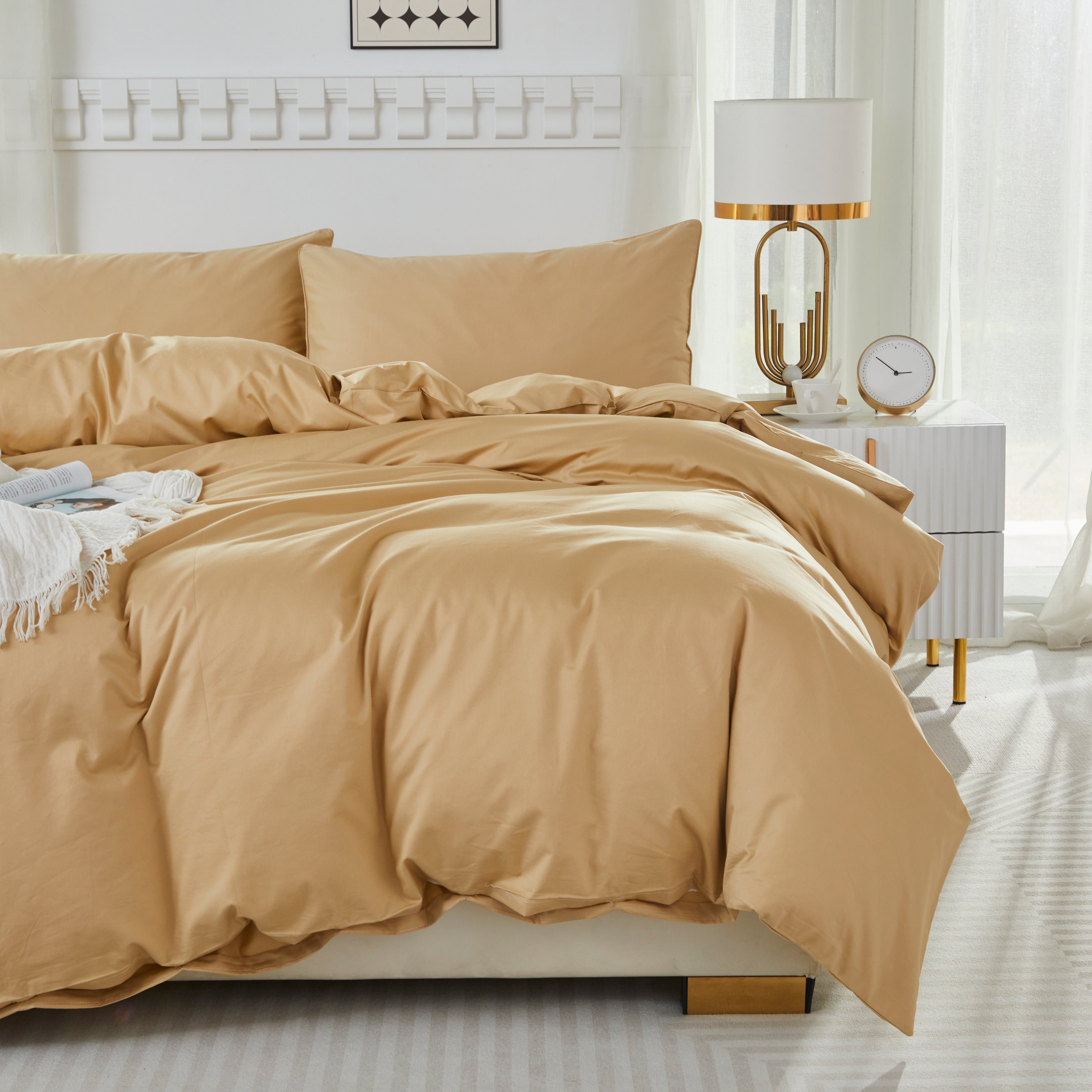 Lissther 1000 Thread Count Egypition Cotton Solid Color Duvet Cover Set