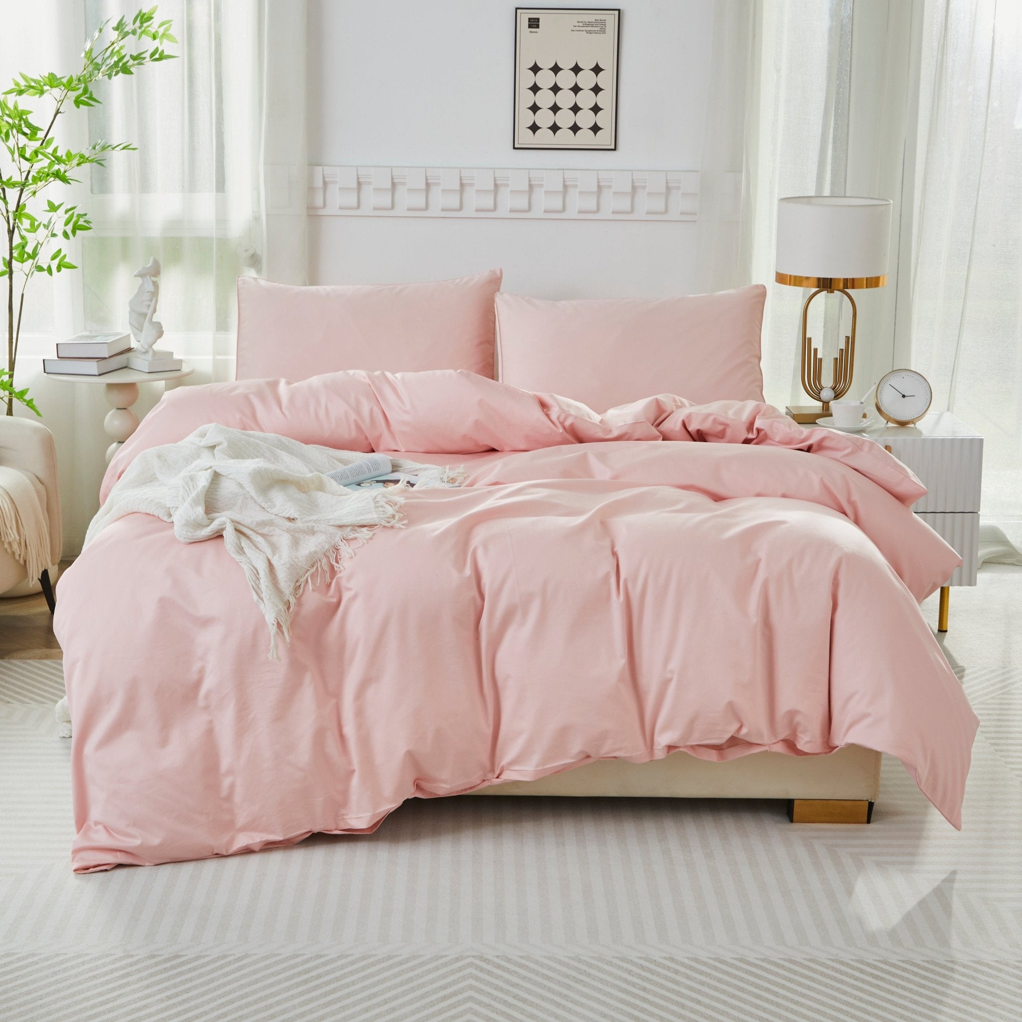 Lissther 1000 Thread Count Egypition Cotton Solid Color Duvet Cover Set - LISSTHER