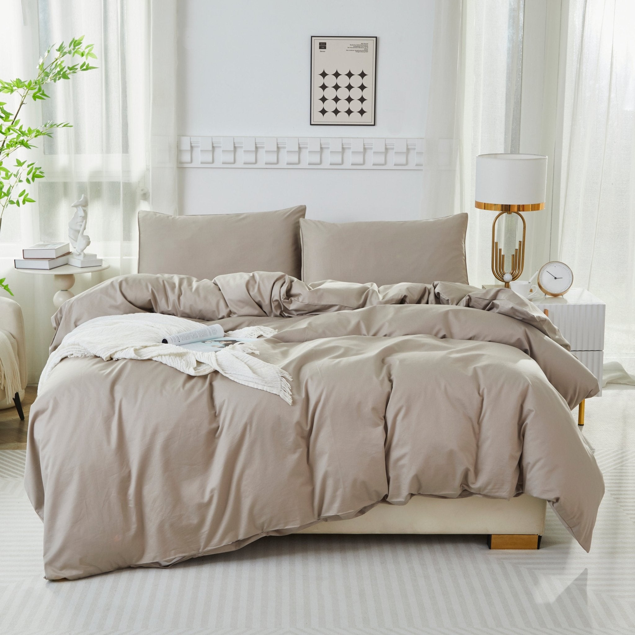 Lissther 1000 Thread Count Egypition Cotton Solid Color Duvet Cover Set - LISSTHER