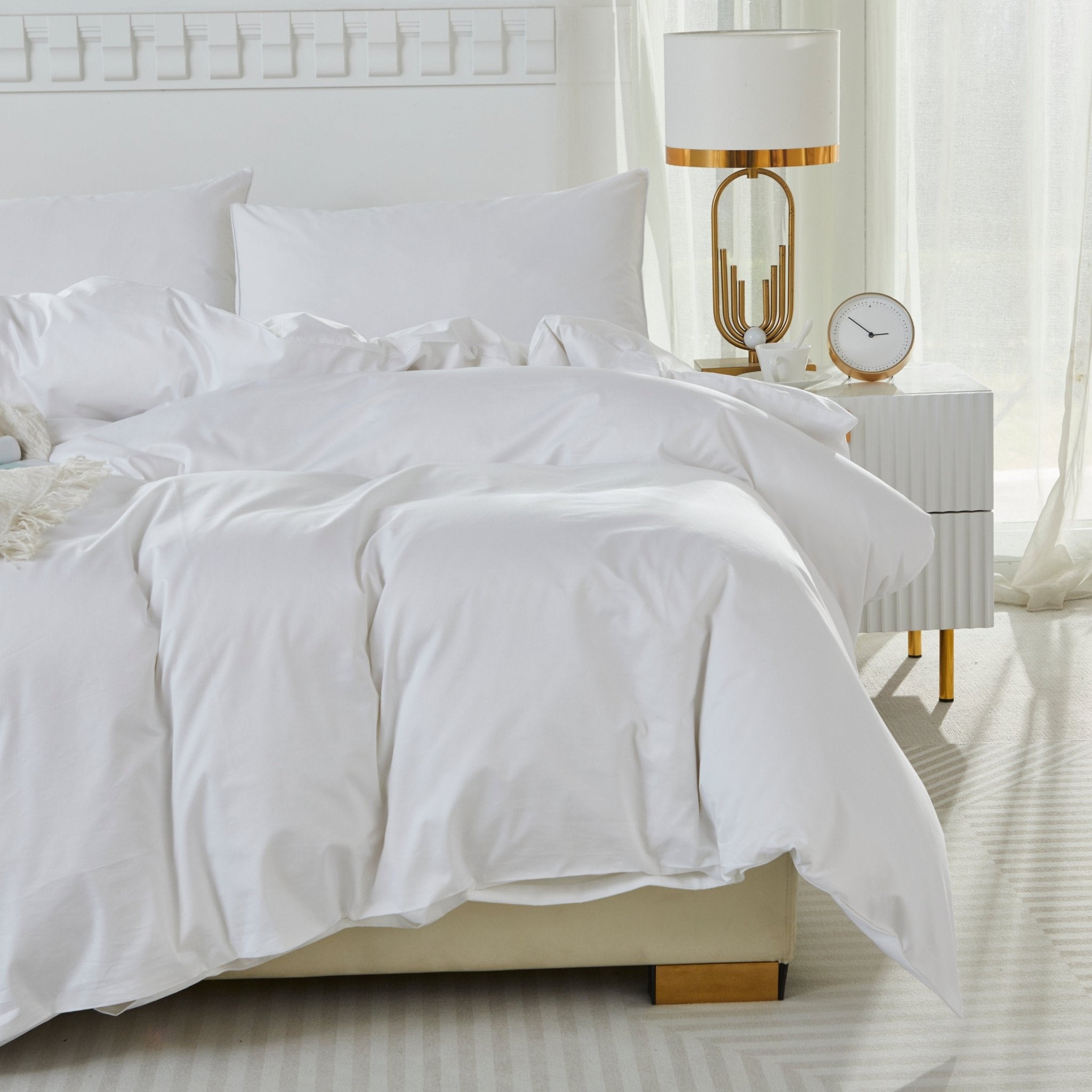 Lissther 1000 Thread Count Egypition Cotton Solid Color Duvet Cover Set - LISSTHER