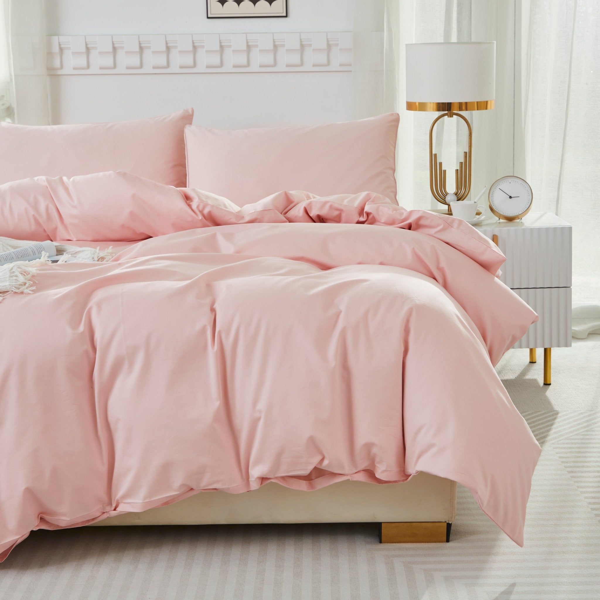 Lissther 1000 Thread Count Egypition Cotton Solid Color Duvet Cover Set - LISSTHER