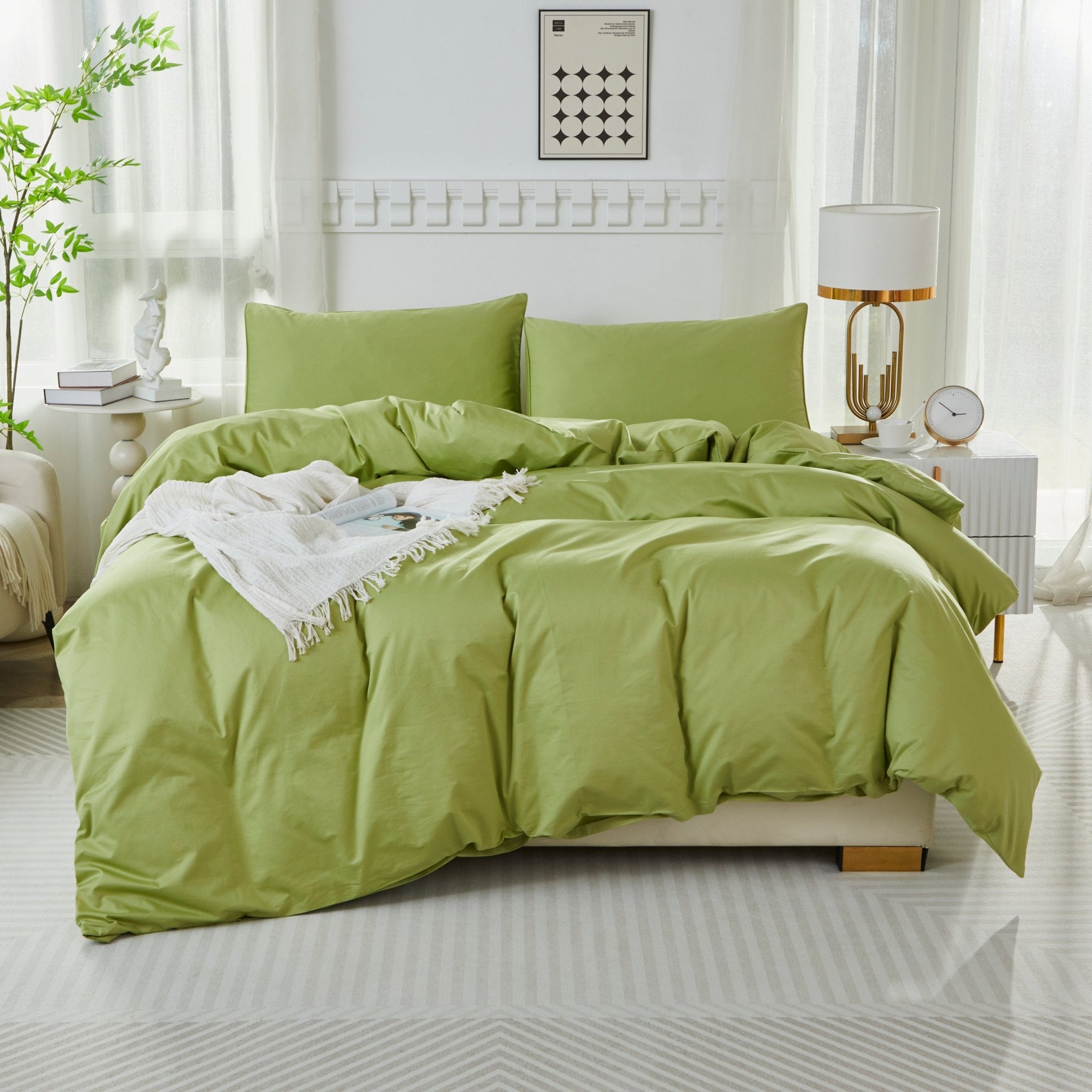 Lissther 1000 Thread Count Egypition Cotton Solid Color Duvet Cover Set - LISSTHER