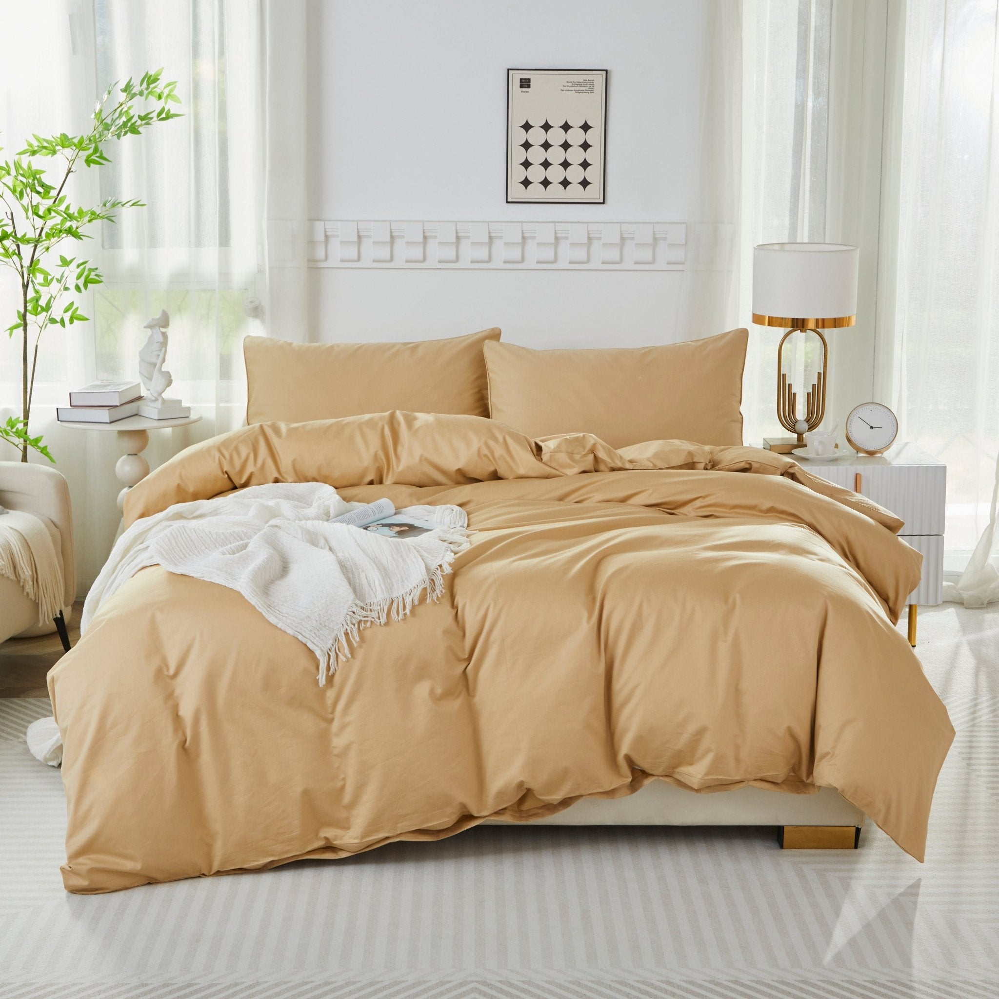Lissther 1000 Thread Count Egypition Cotton Solid Color Duvet Cover Set - LISSTHER