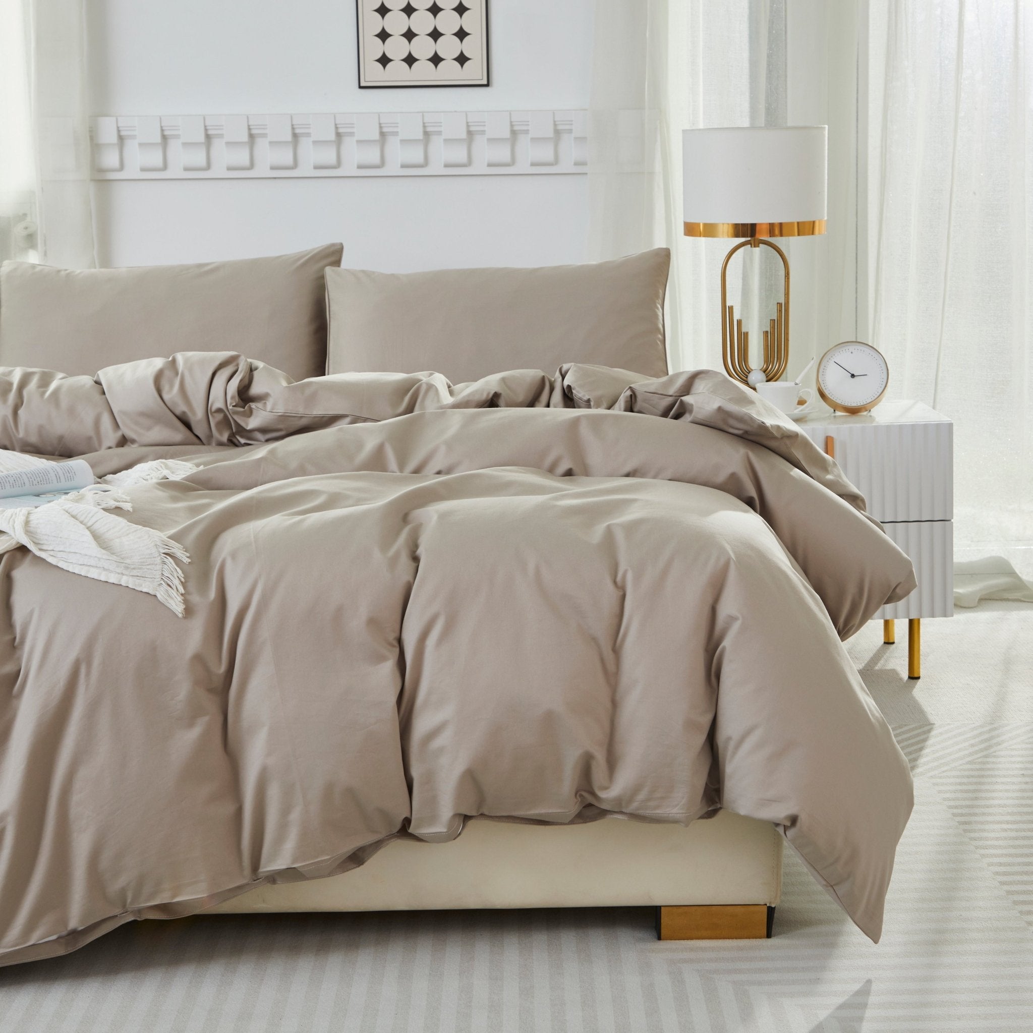 Lissther 1000 Thread Count Egypition Cotton Solid Color Duvet Cover Set - LISSTHER