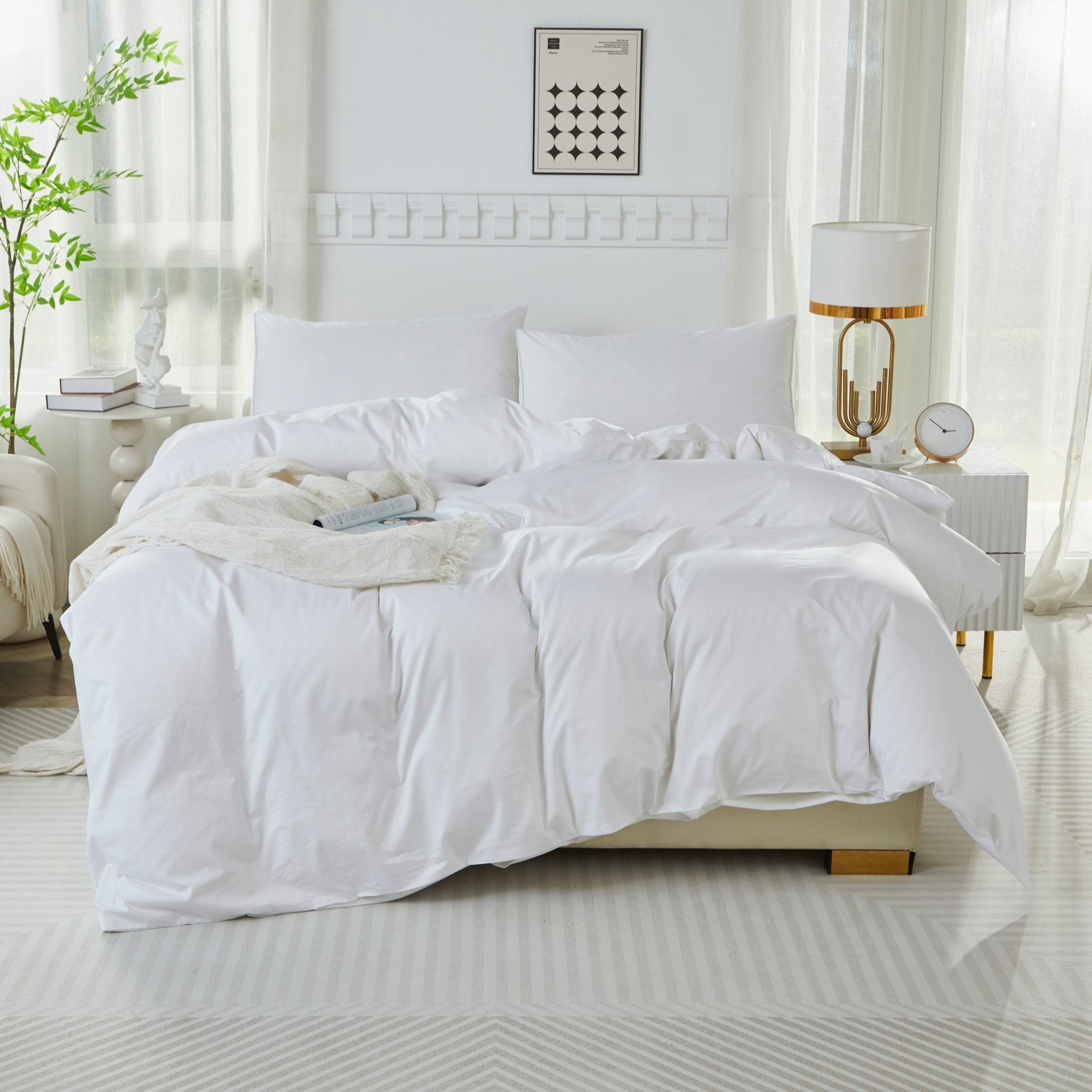 Lissther 1000 Thread Count Egypition Cotton Solid Color Duvet Cover Set - LISSTHER