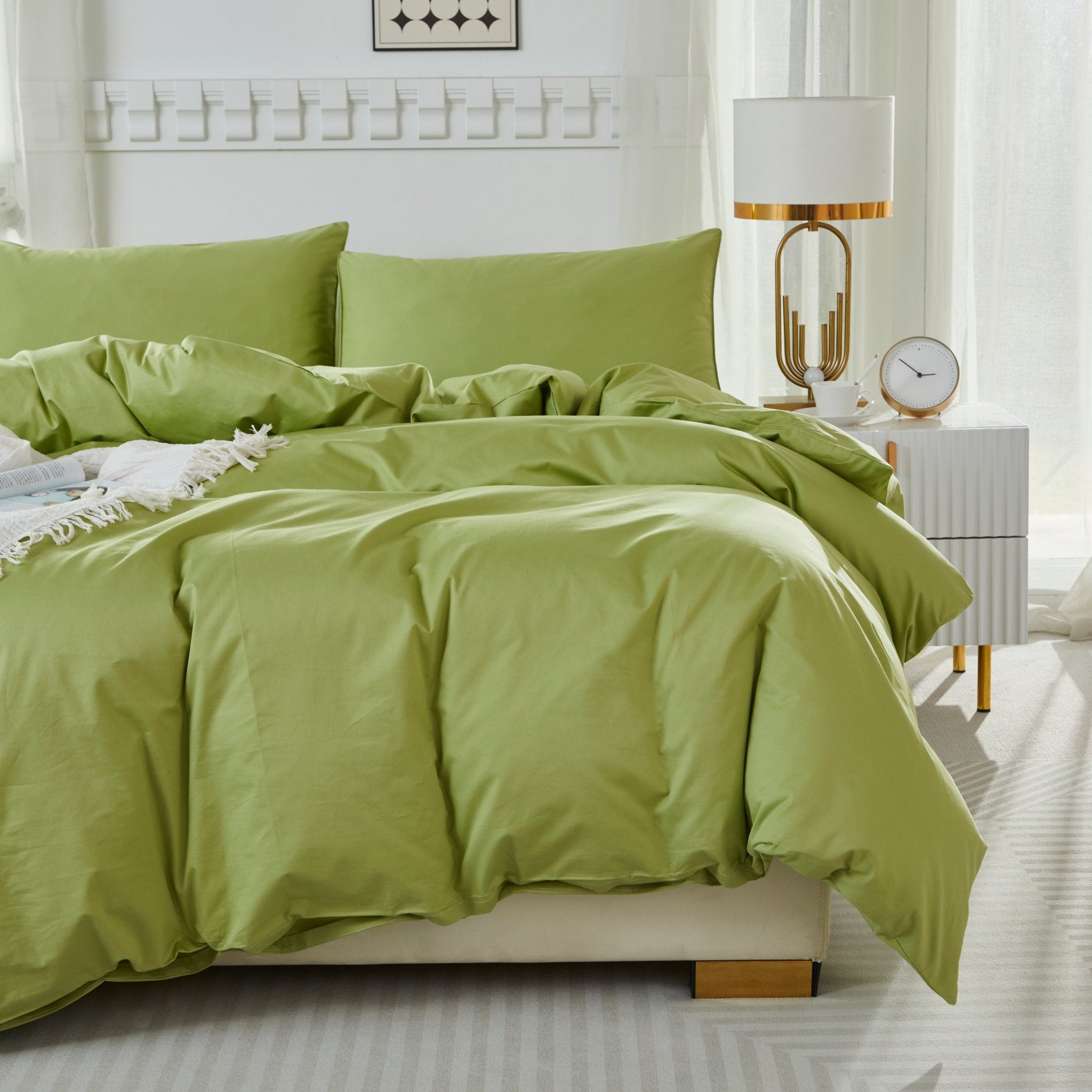 Lissther 1000 Thread Count Egypition Cotton Solid Color Duvet Cover Set - LISSTHER