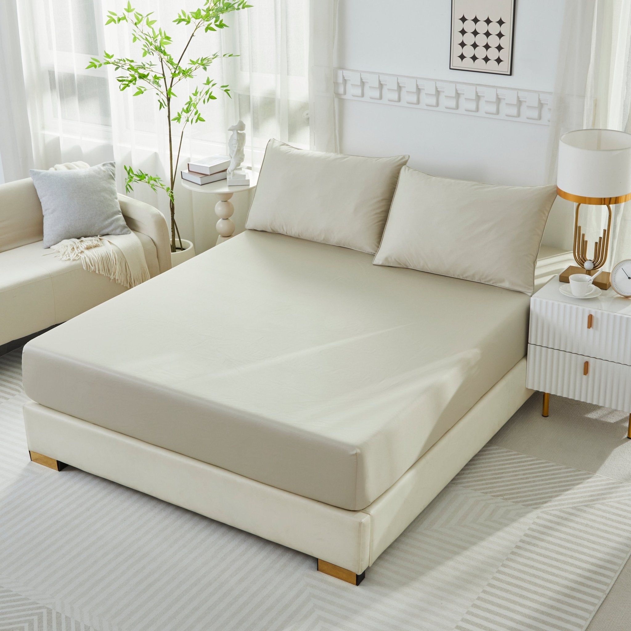 Lissther 1000 Thread Count Egypition Cotton Solid Color Fitted Sheet Only - LISSTHER