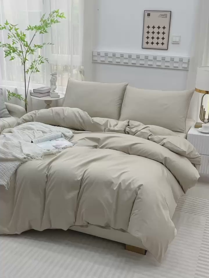 Lissther 1000 Thread Count Egypition Cotton Solid Color Duvet Cover Set